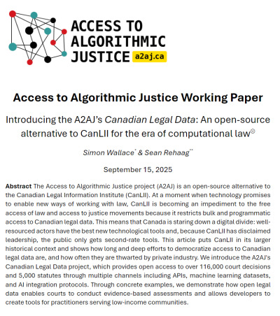 Image of first page of A2AJ working paper, entitled Accessible text via link.