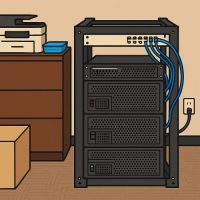 Clip art image of a small server rack